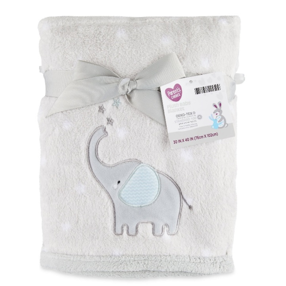 NWT Grey Elephant Plush Baby Blanket